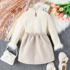 Girls' Knitted Sweater And Skirt Two-piece Set