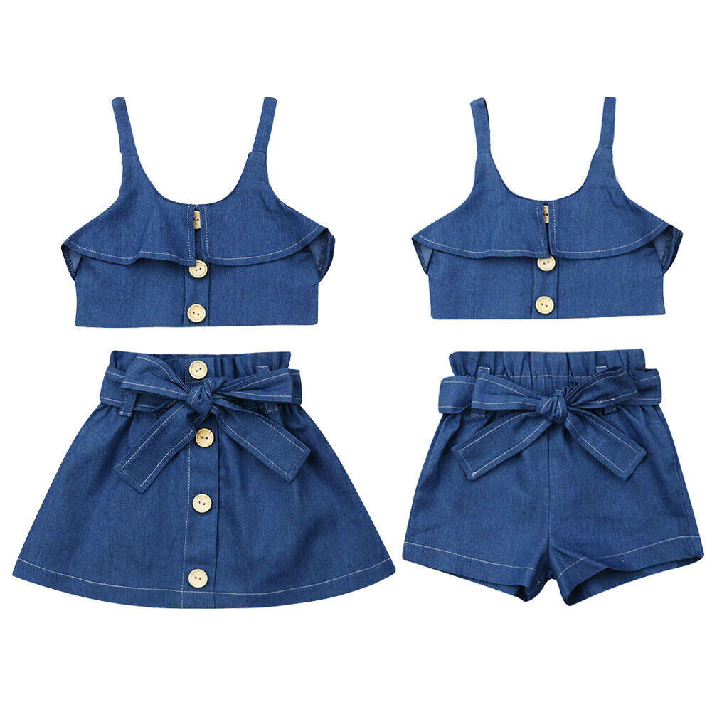 Children's Toddler Summer Clothing, Girls' Skirt or Short's 2pc Set