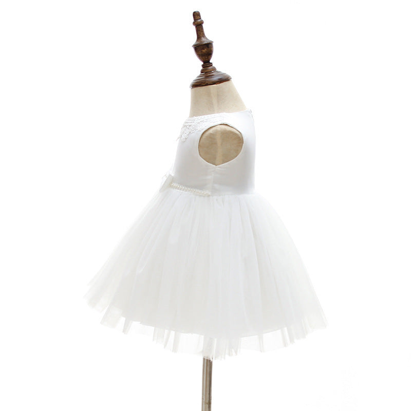 Simple & Cute Baby Girls' White Dress, Elegant Formal Princess Dress