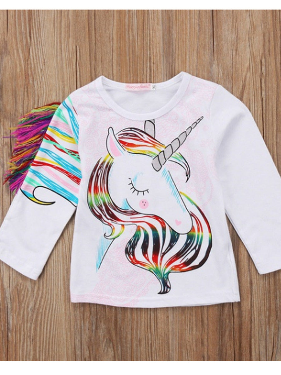 Girls' Unicorn Printed Long Sleeve T-shirt