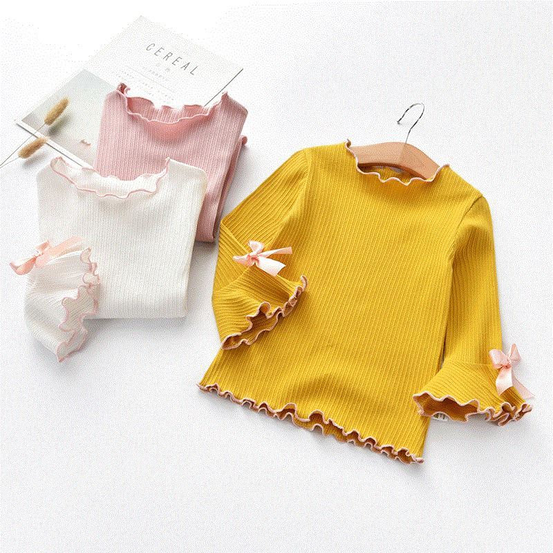 Girls' Long Sleeve Lace Bow T-Shirt