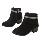 Girls' Fashion Double Strap Rhinestone Boots