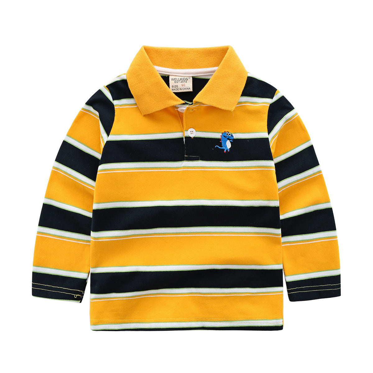 Boys' Striped Long Sleeve T-shirt, yellow and black 