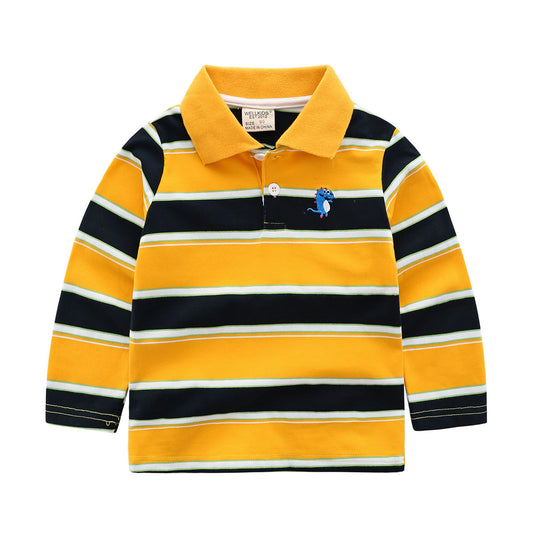 Boys' Striped Long Sleeve T-shirt, yellow and black 