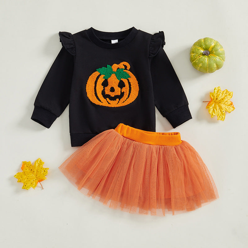 Girls' Halloween Sweater Plus Skirt