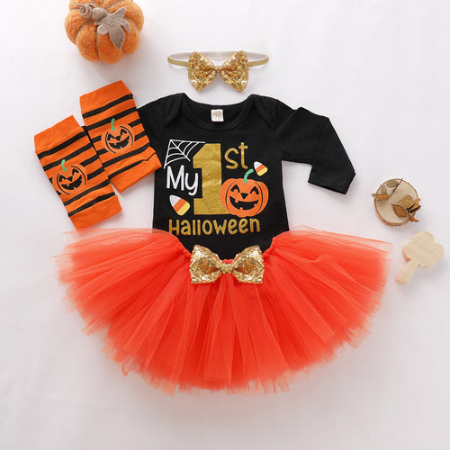 Baby Girls' 1st Halloween Outfit 4pc Set