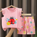 Girls' Summer Short-Sleeve Cotton Shorts Set