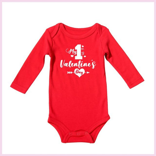 Baby Valentine' s Day Red Cotton Romper