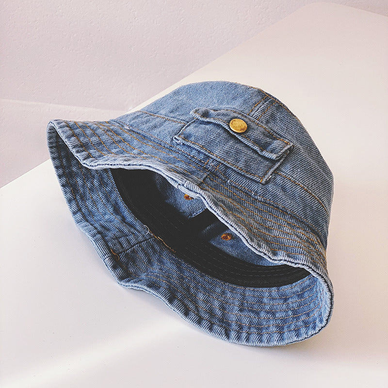 Spring & Autumn Pocket Design Denim Pot Hat