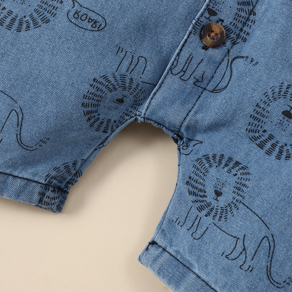 Baby Boy Lion Printing Denim Romper