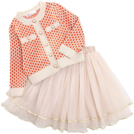 Girls' Suit Skirt Middle And Big Children Stylish Two-piece Suit