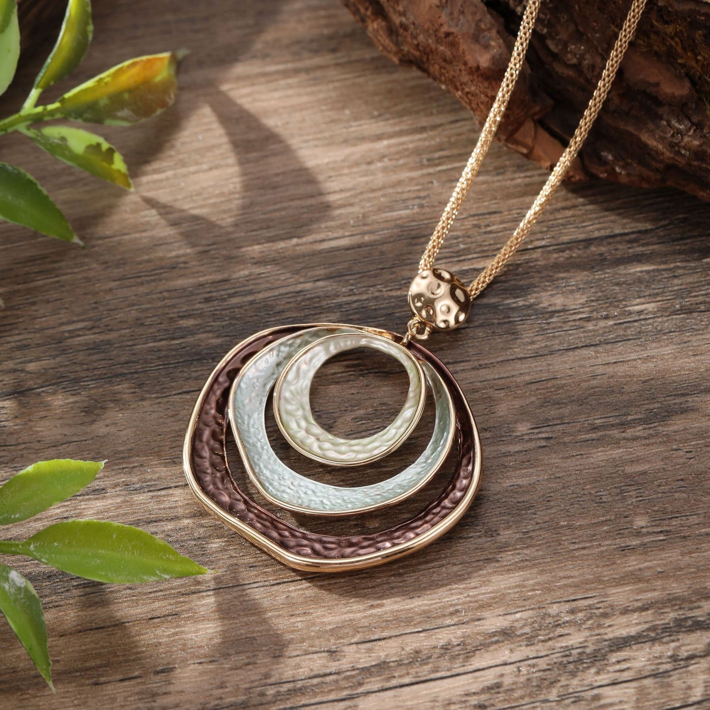 Enamel Geometric Hollow Ring Pendant Exaggerated Geometry Round Women's High-grade Necklace