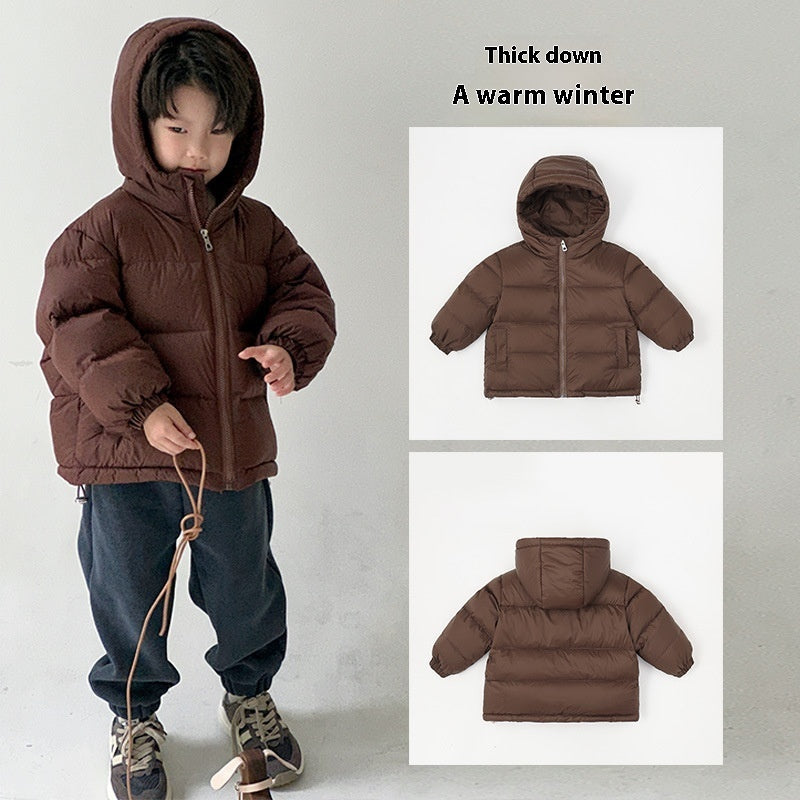 Autumn Boys And Girls Thickened Hooded Down Jacket
