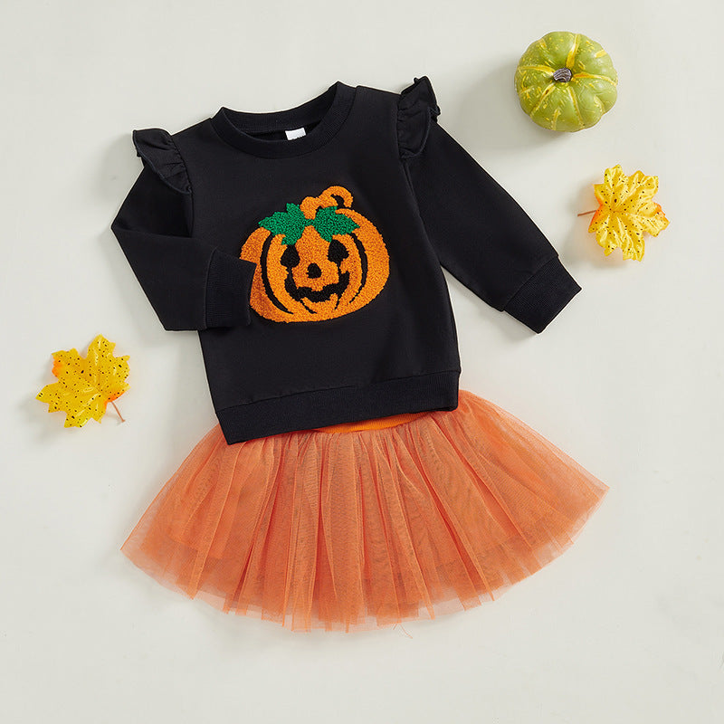 Girls' Halloween Sweater Plus Skirt