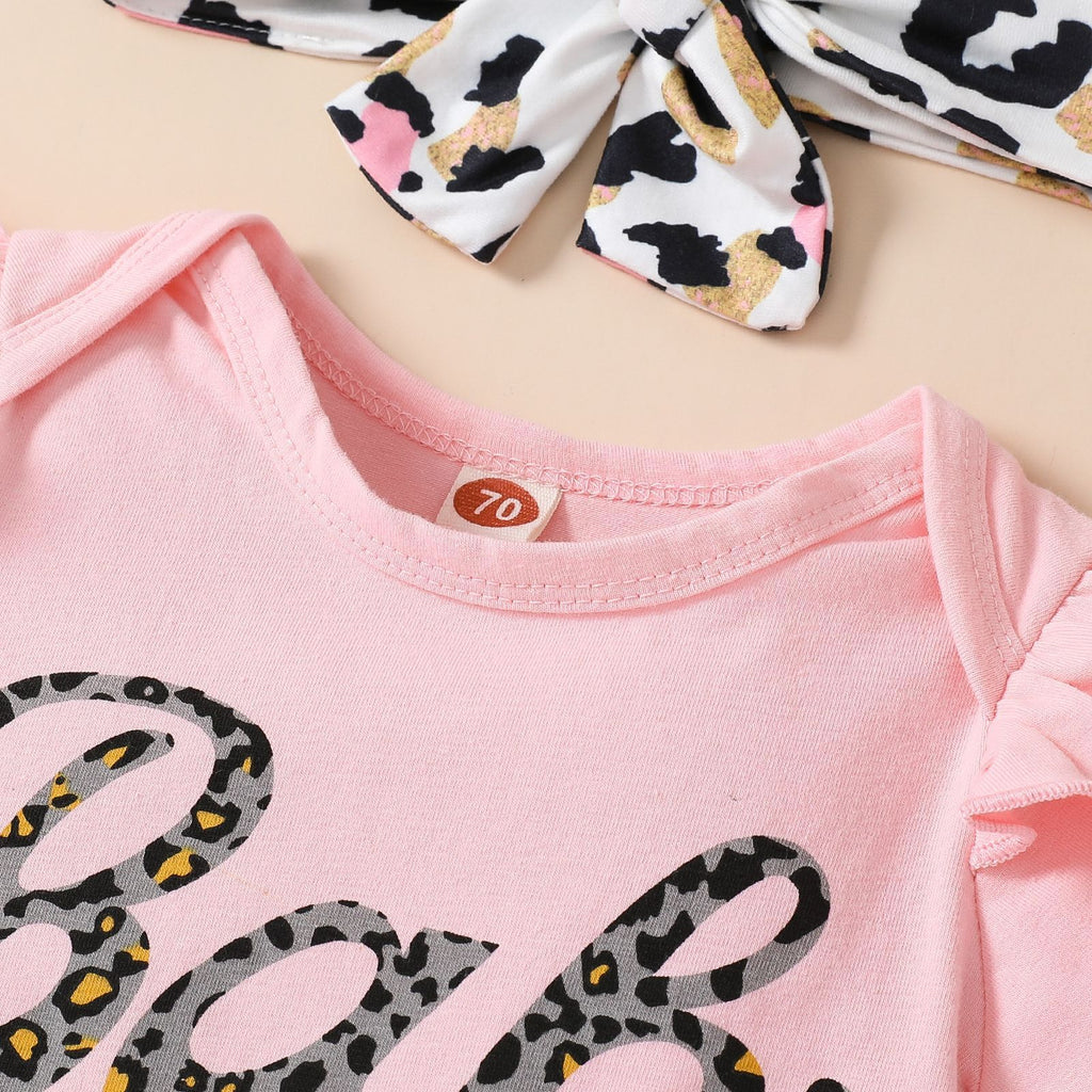 Baby/Toddler Girls' Onesie, Heart Pattern Flair Pants, Headband 3pc Set