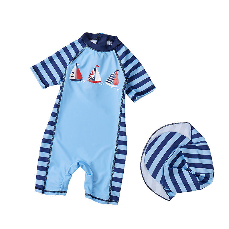 Navy Striped Quick-drying Children's Boy Swimsuit