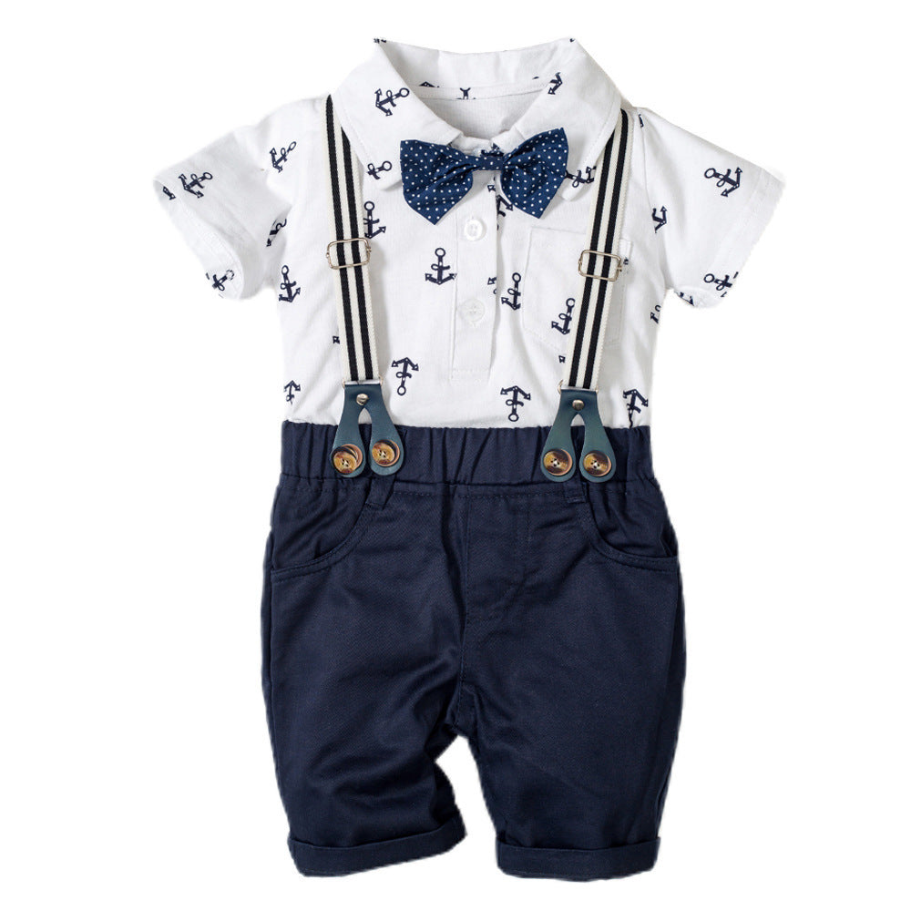 Baby Boy Gentleman Clothes Printed Triangle 3pc Set