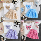 Girls Butterfly-Print Pleated Skirt Set