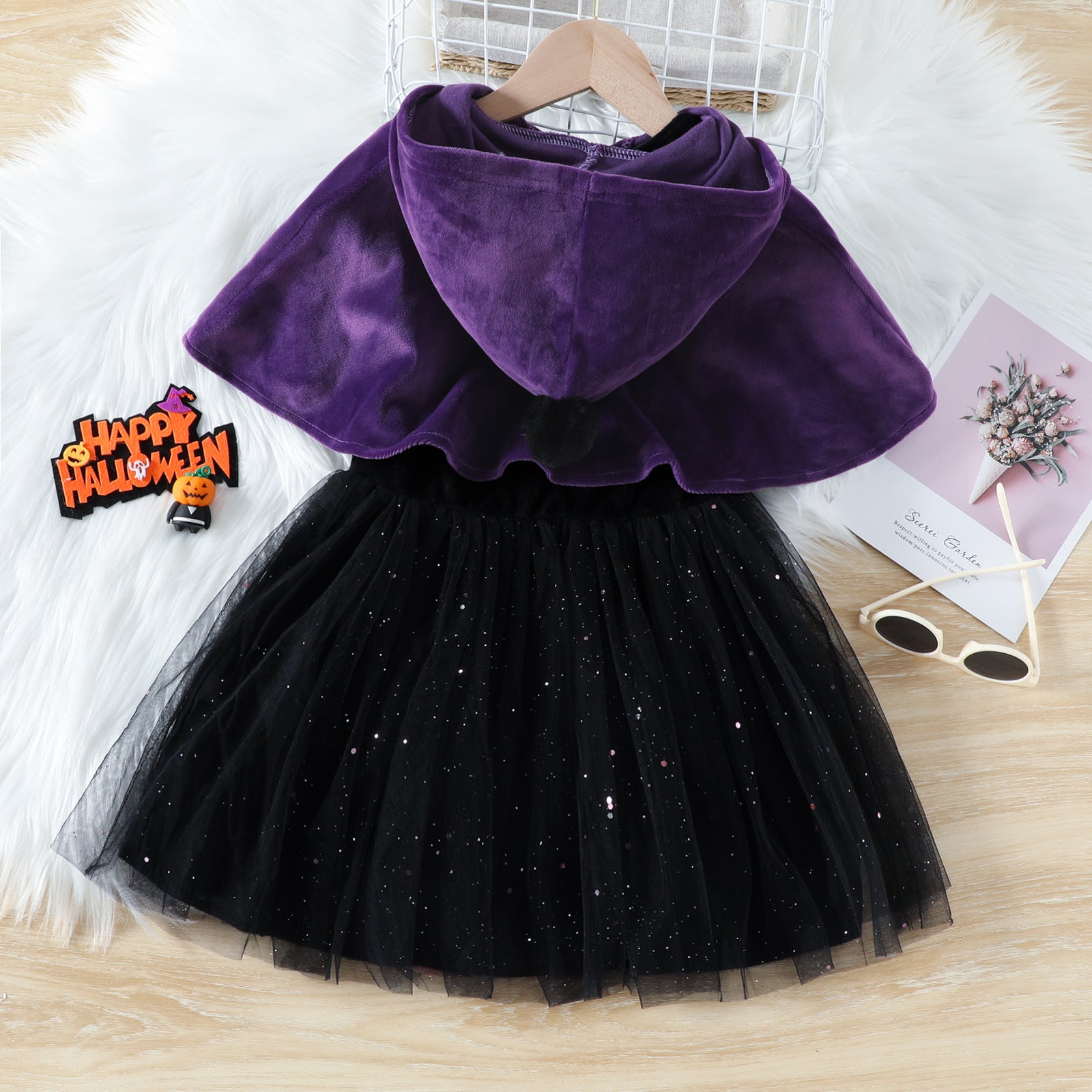 Girls' Halloween Purple Dress 2pc Set