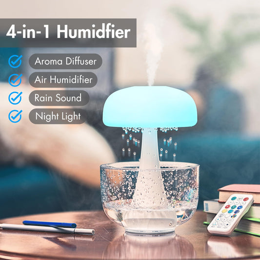 Jellyfish Raindrop Humidifier Seven-color Ambience Light Cloud Rain Aroma Diffuser