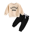 Printed "Little Dude" Top Solid Color Pants 2pc Set