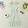 Solid Color Bell-bottom Pants Jumpsuit With Straps