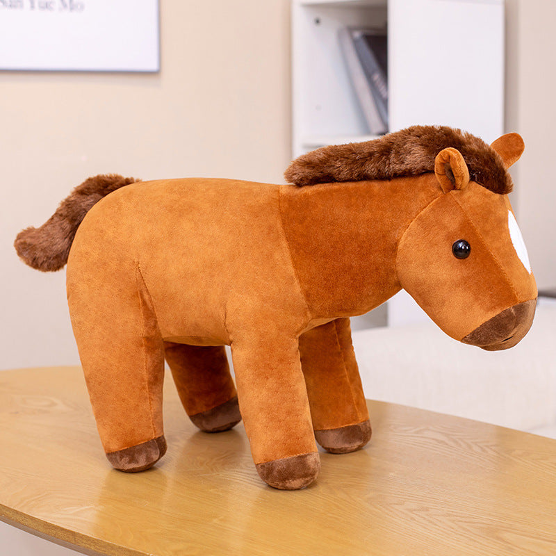 Sitting Horse Hair Plush Toy, Comes in Chocolate or White