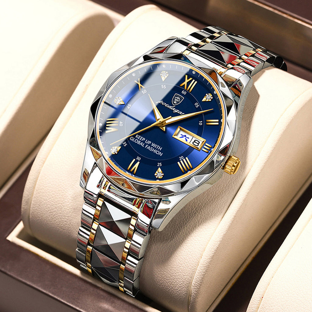 Men's Waterproof Double Calendar Luminous Quartz Watch, Gift For Dad