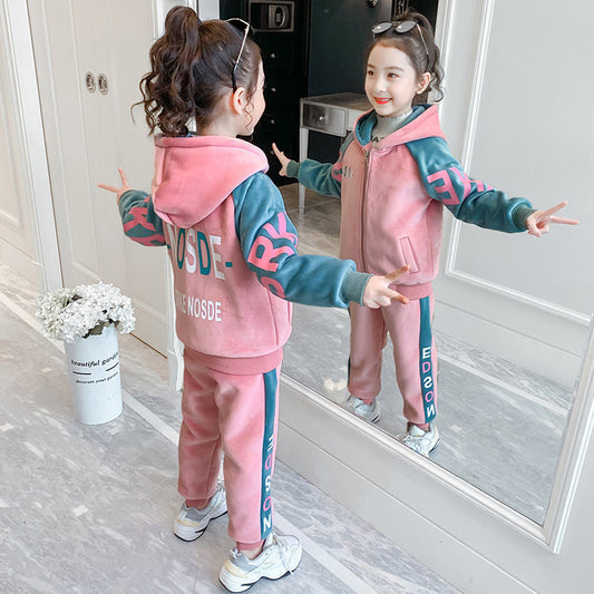 Girls' Golden Velvet Winter 2pc Set