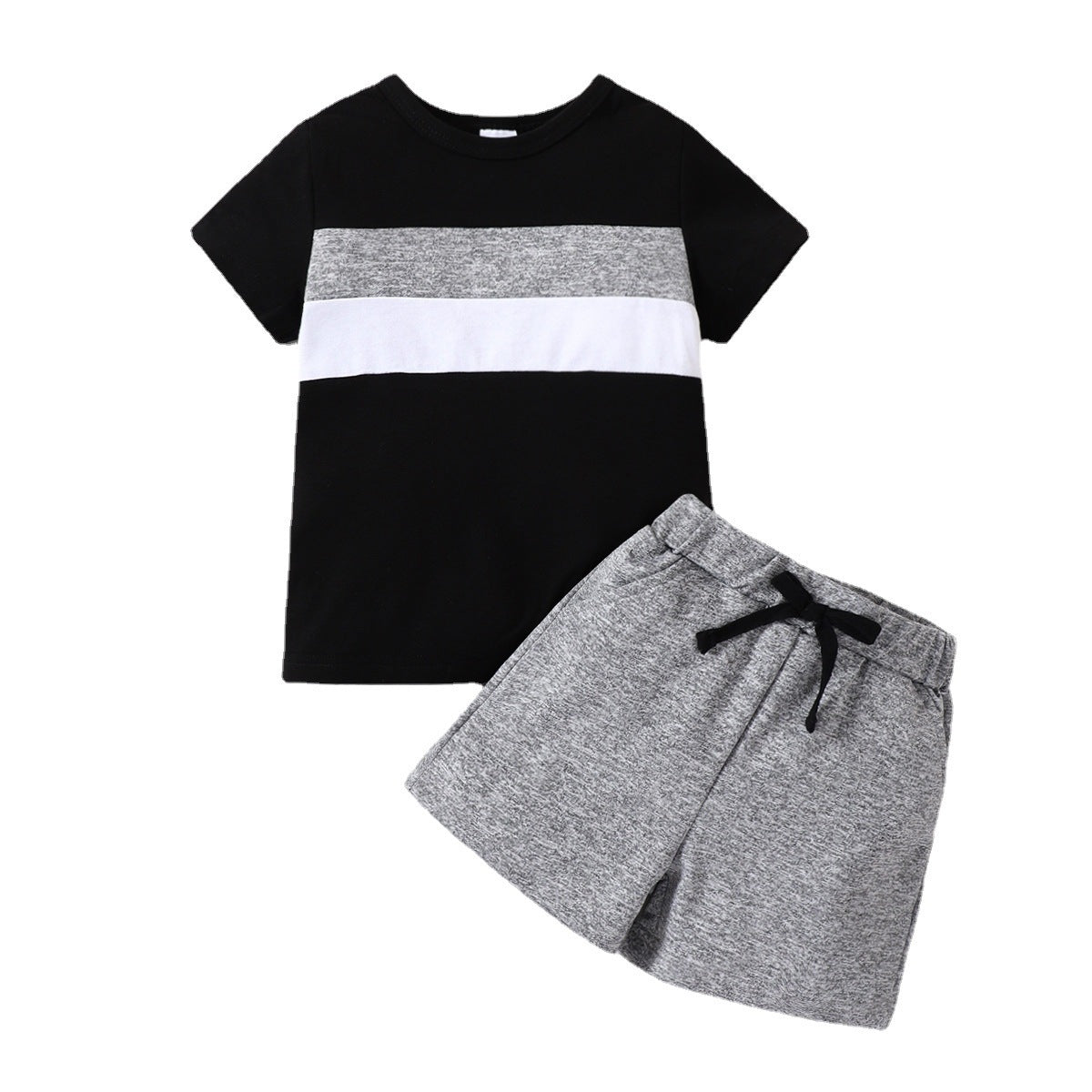 Boys' New Suit Crew Neck Short-sleeved Shirt Short Gray Children Suit