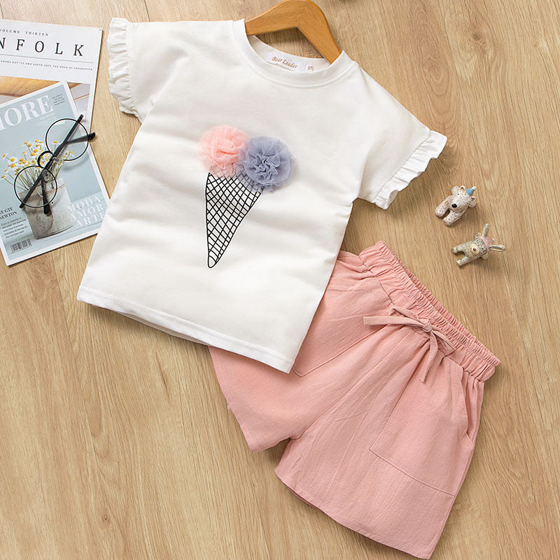 Girl's Summer Sets, New Short Sleeve T-shirt & Shorts Outfits, Multiple Styles To Choose From
