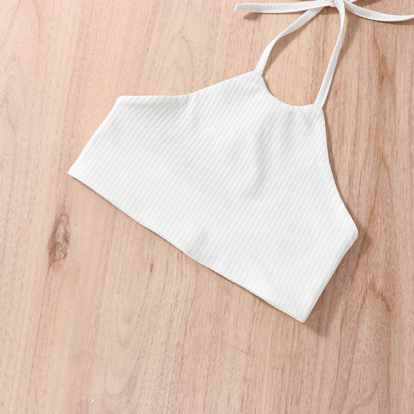 New Girls' Halter Top Printed Flare Pants Suit With Headband 3pc Set