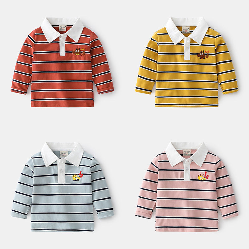 Boys' Long Sleeve Striped POLO Shirt