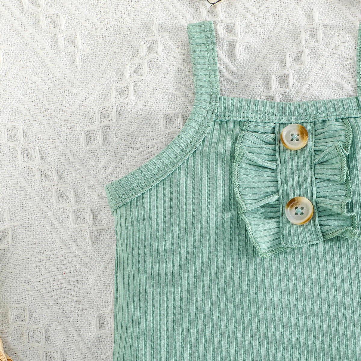 Summer Cute Baby Girl Solid Color Romper Shorts 3pc Set