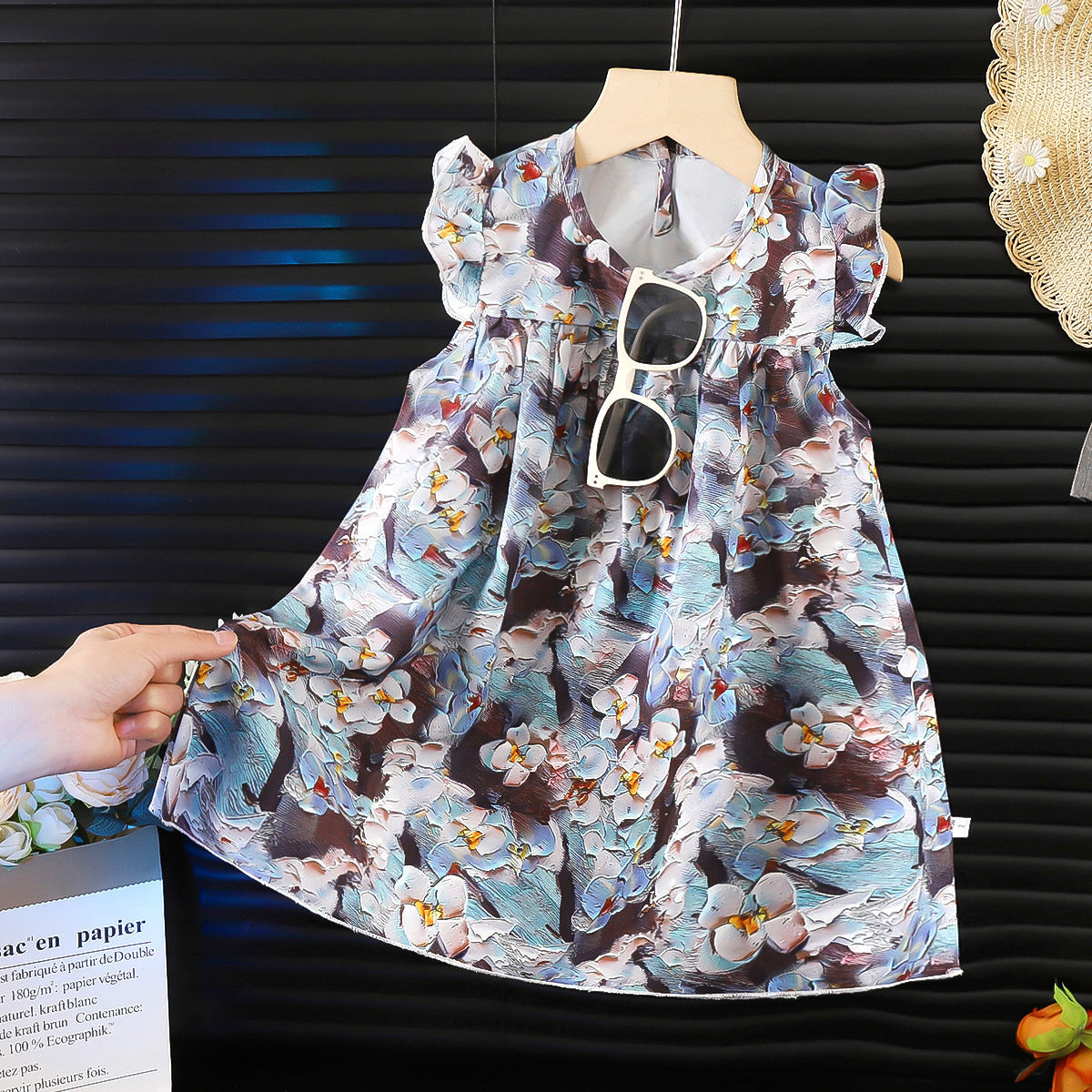 Girls' Chiffon Summer Floral Dress For Kids