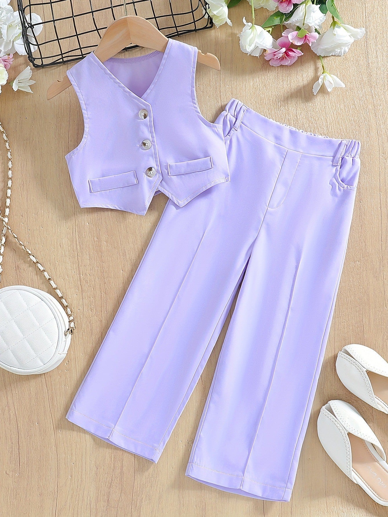 Girl's Leisure Fashion Personality Vest Suit