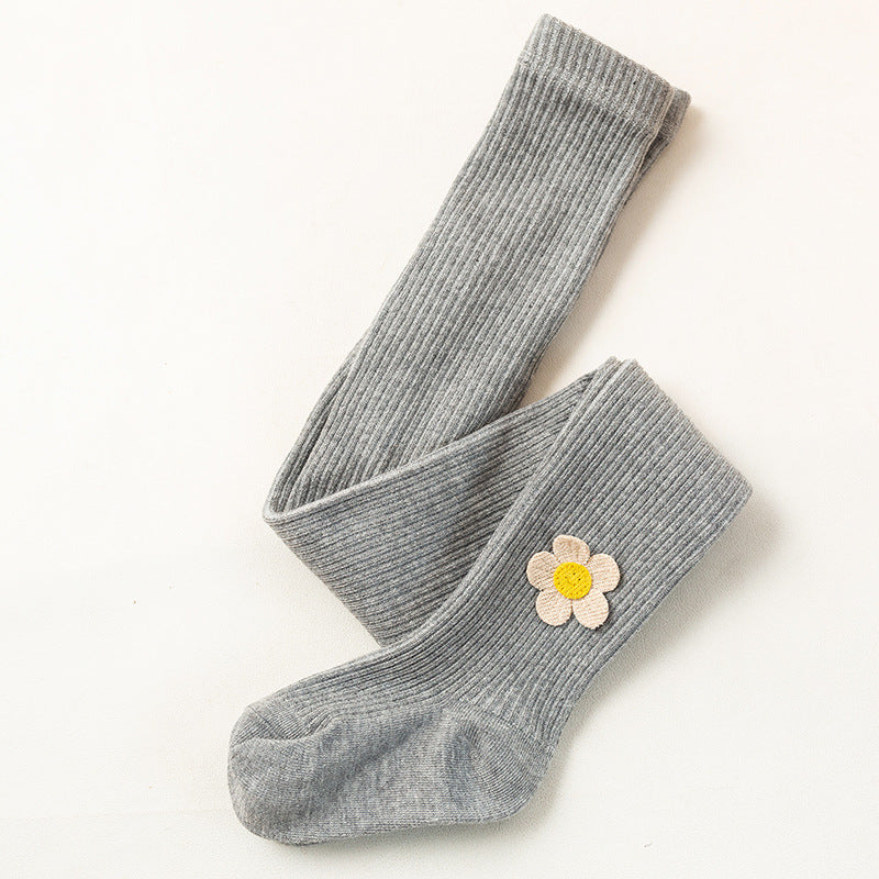 Girls' Leggings Spring New Flowers Long Socks