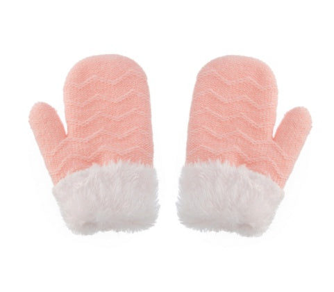 New Warm Solid Color Wool Children's Ear Guards Gloves Set