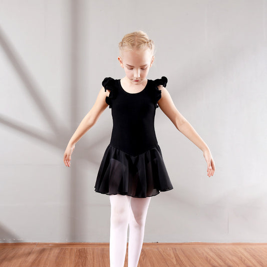 Children's Dance Dress, Flounced Sleeve Ballet Clothes, Children's Chiffon Dancing Dress