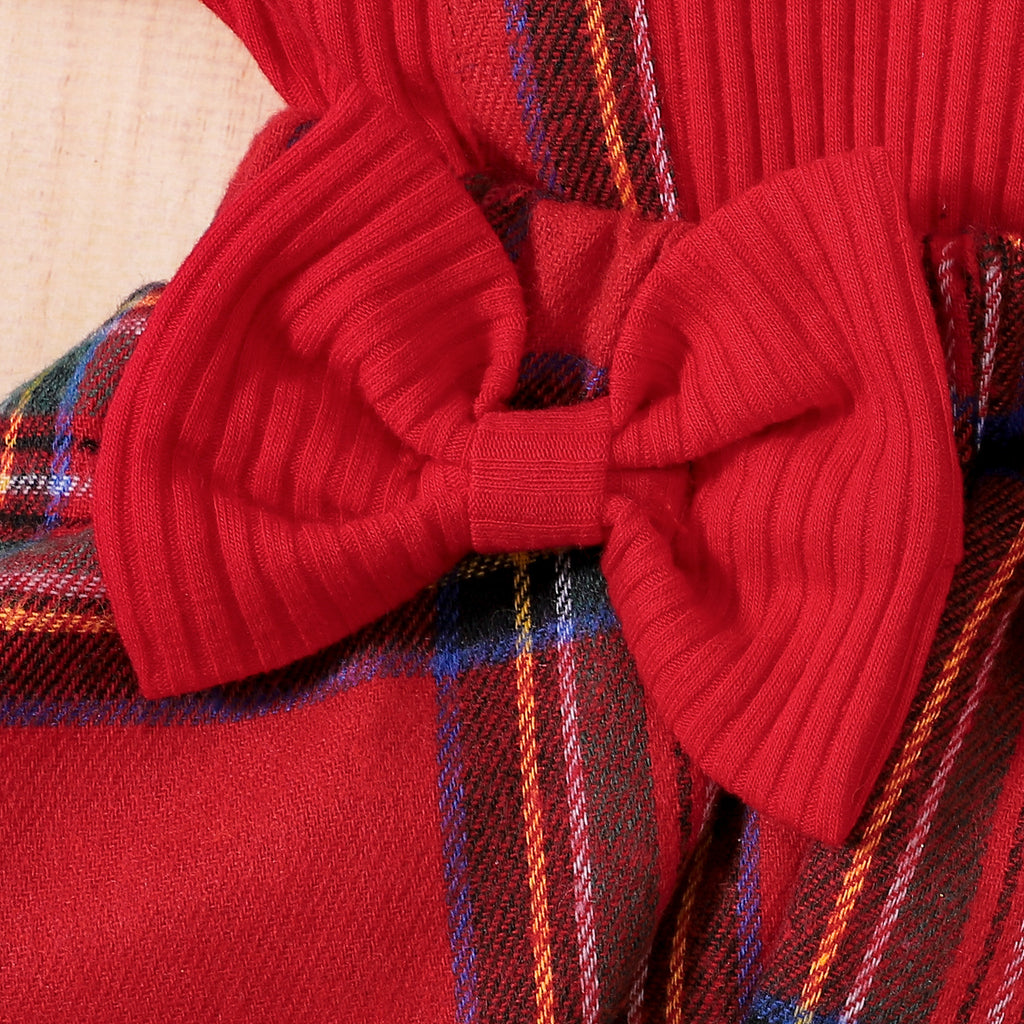 Baby Christmas Long-sleeved Red Plaid Dress