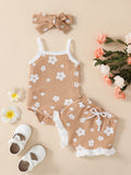 Baby Girl Waffle Print Onsie  3pc Set