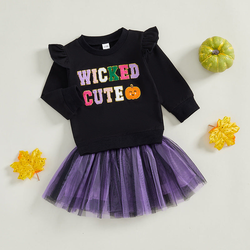 Girls' Halloween Sweater Plus Skirt