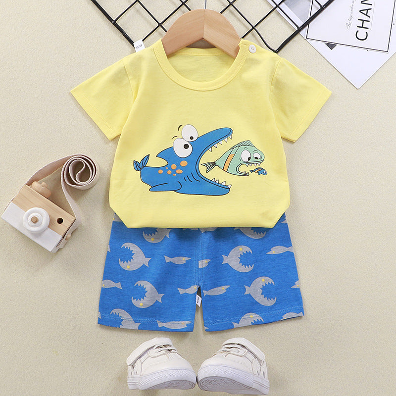 Boys' Short-sleeved Shorts Suit T-shirt Set