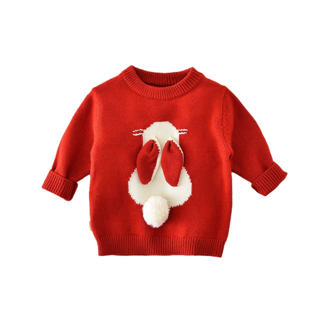 Baby Autumn And Winter Jumpsuit Cartoon Knitted Rabbit Sweater