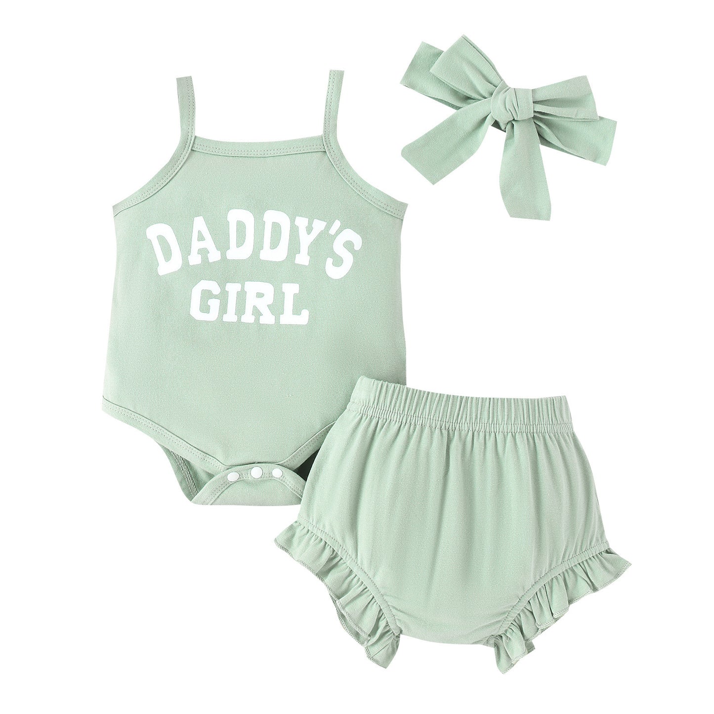 Girls' Letter Onesie & Shorts Summer 3pc Set