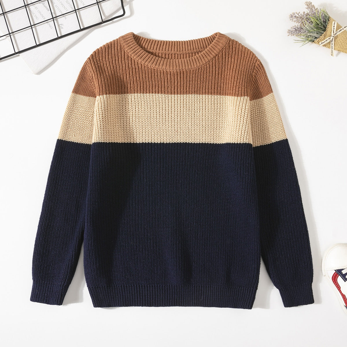 Cozy Kids Knit Sweater - Soft Stretchable Striped Pullover For Boys