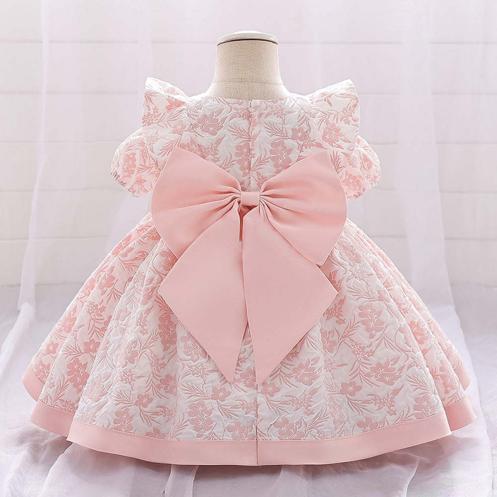 Baby/Girls' Fashion Bowknot Embroidered Dress