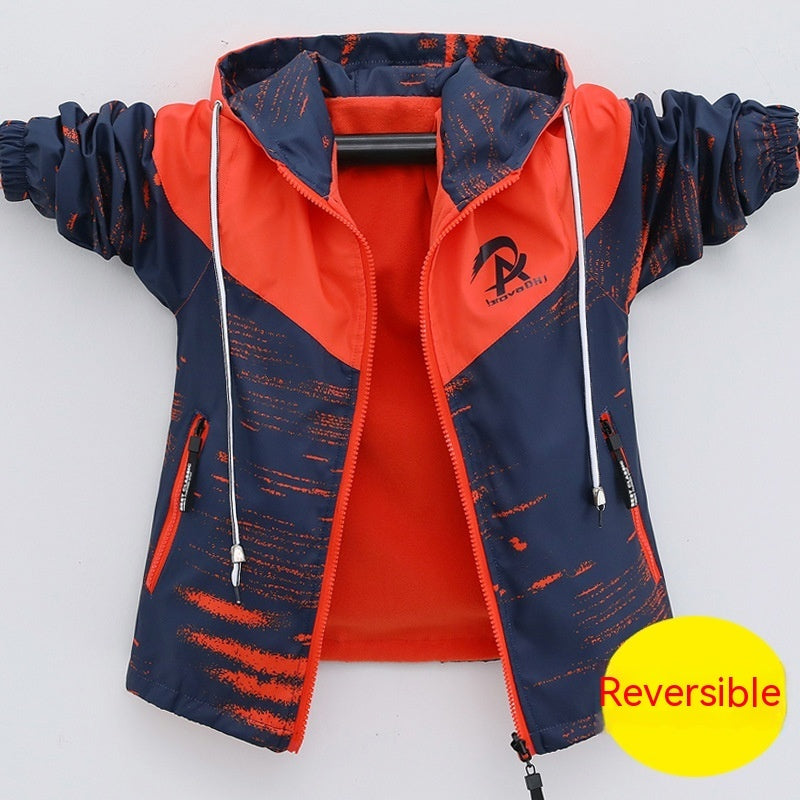 Boys' Printed Spring or Autumn Double-sided Cardigan