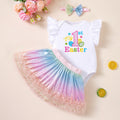 Easter Baby Outfit Print Skirt And Hair Accessory Set