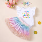 Easter Baby Outfit Print Skirt And Hair Accessory Set